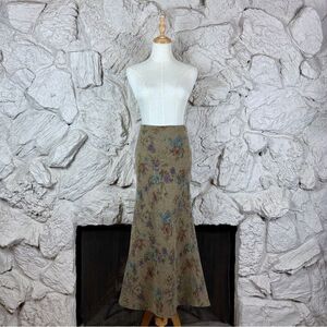 Ralph Lauren Black Label Lambswool Fishtail Hem Skirt Bleeker Sage Floral | 6